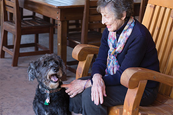Elderly lady with dog