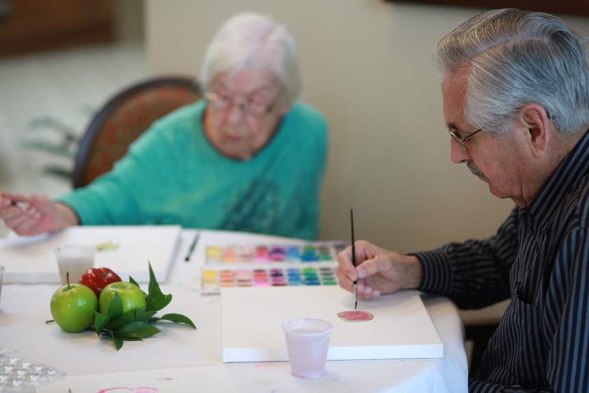 Residents painting activity
