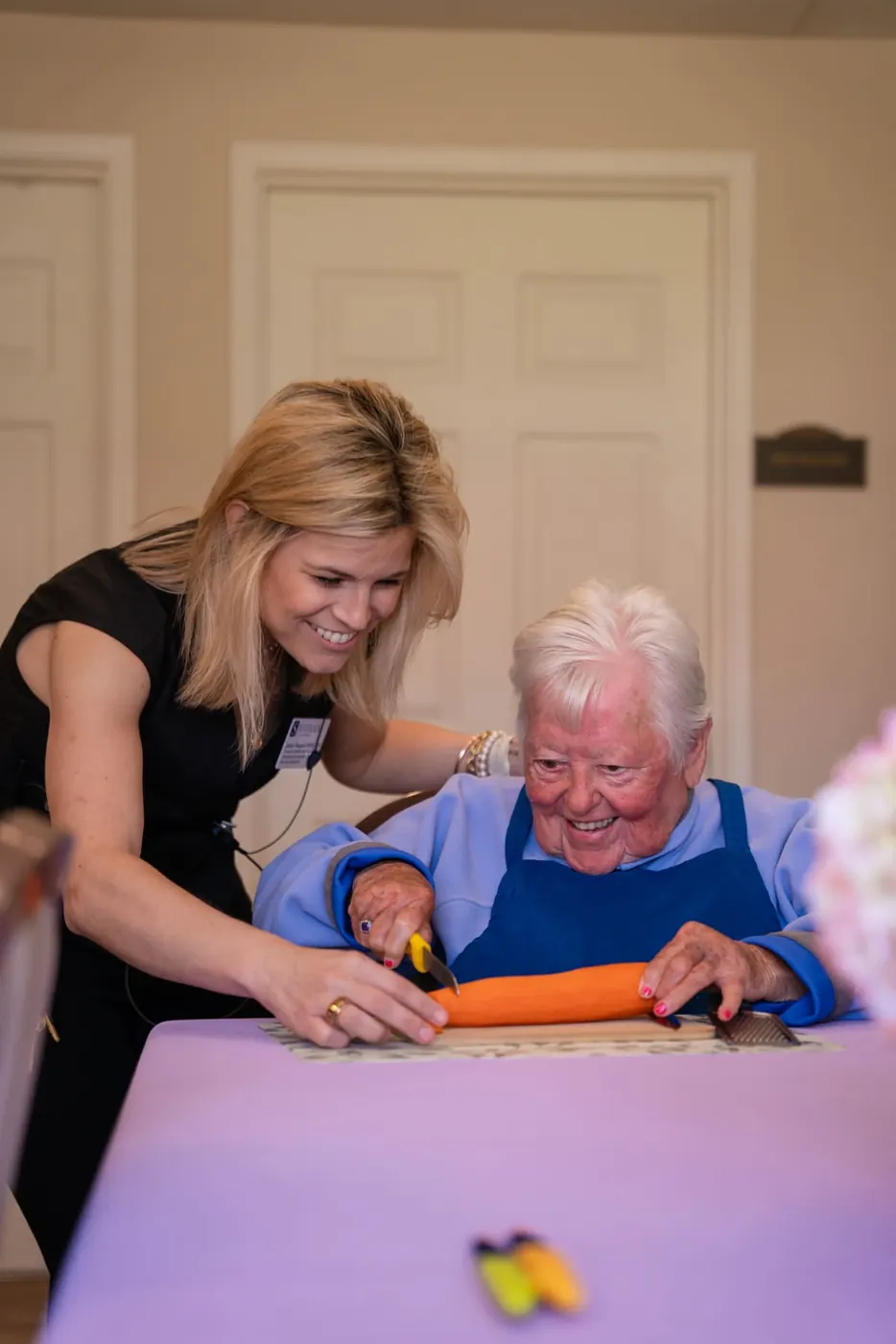 Shared laughter at baking time