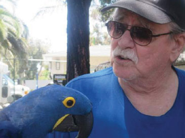 Resident with parrot