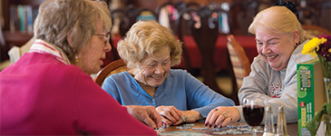 Elderly residents playing a game