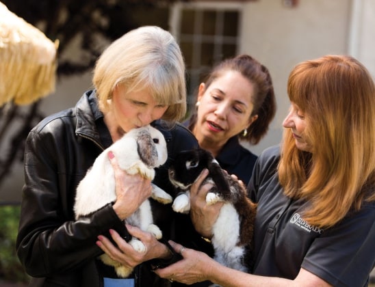 Resident with a bunny