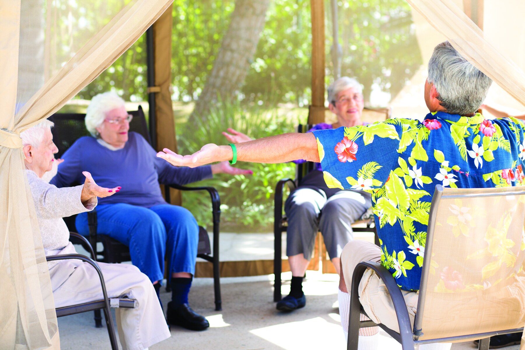 Silverado Nexus residents participate in a guided stress-reduction activity